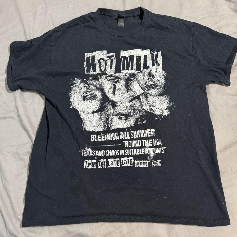 Gildan Shirt Mens L Black‎ Hot Milk Bleeding All Summer Tour Graphic Tee Band